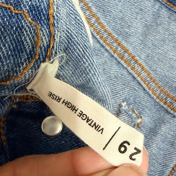 PacSun Vintage High Rise Distressed Denim‎ Shorts Blue Size 29 Button Fly Cutoff - Image 6