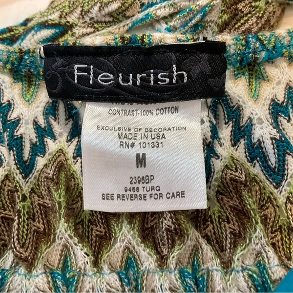 Fleurish Aqua Gauze Cotton Tank Top Y2K Boho Women Junior Sz S Crossback Straps - Image 4