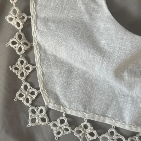 Vtg Handmade White Lace Collar Removable Crochet Trim‎ Cottagecore O/S Bib Neck - Image 6
