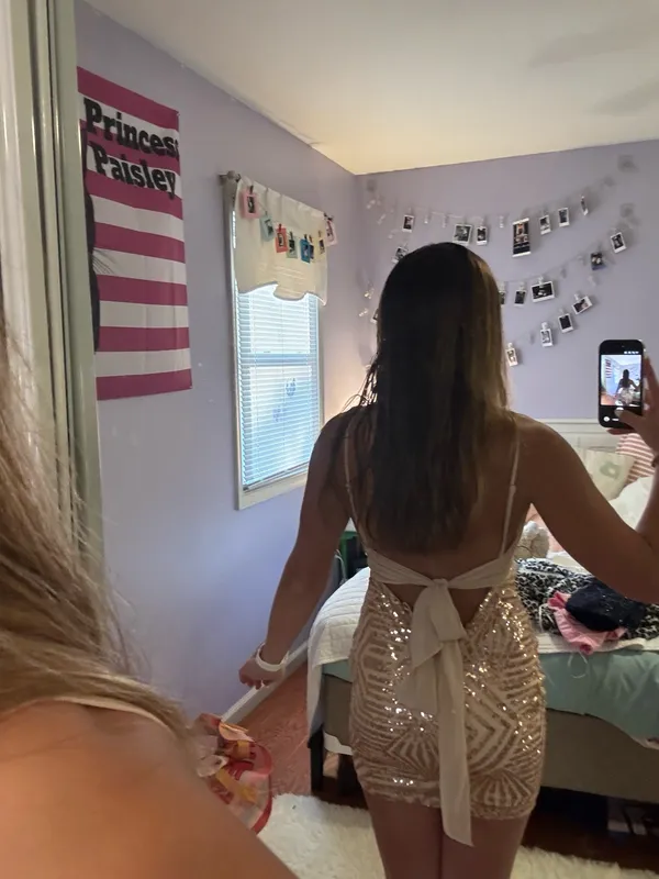 Lulus Homecoming Dress Gold - Image 2
