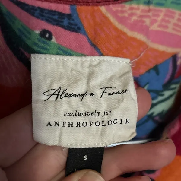 Anthropologie Alexandra Farmer Secret Garden Flannel Pajama Button Up Top Size S - Image 3