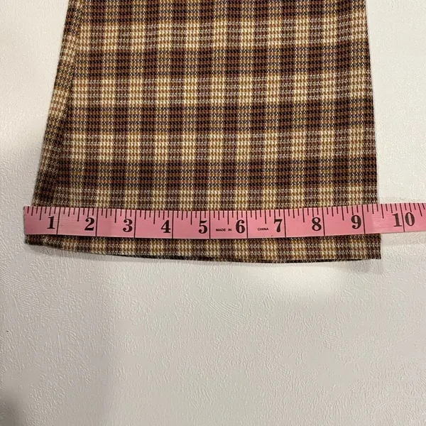 Stitch & Pine Brown Plaid Flare Pants Women’s Small Retro Bell Bottom Checkered - Image 7
