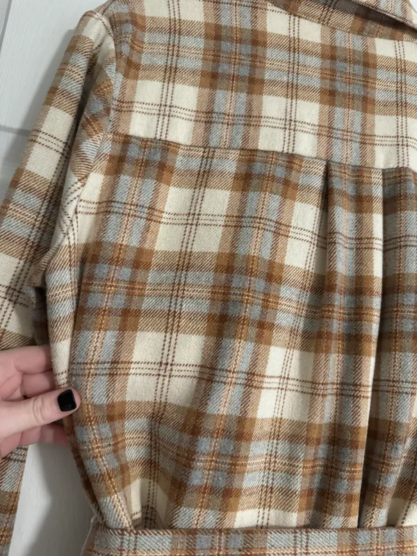 Lulus Plaid Behavior Ivory and Brown Plaid Long Sleeve Mini Dress - Image 9