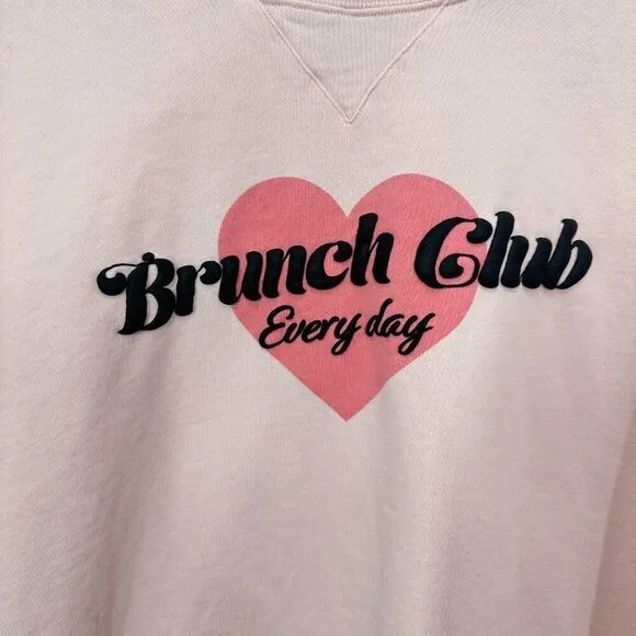 Wildfox Women's XXL Light Pink Brunch‎ Club Everyday Graphic Crewneck Sweatshirt - Image 6