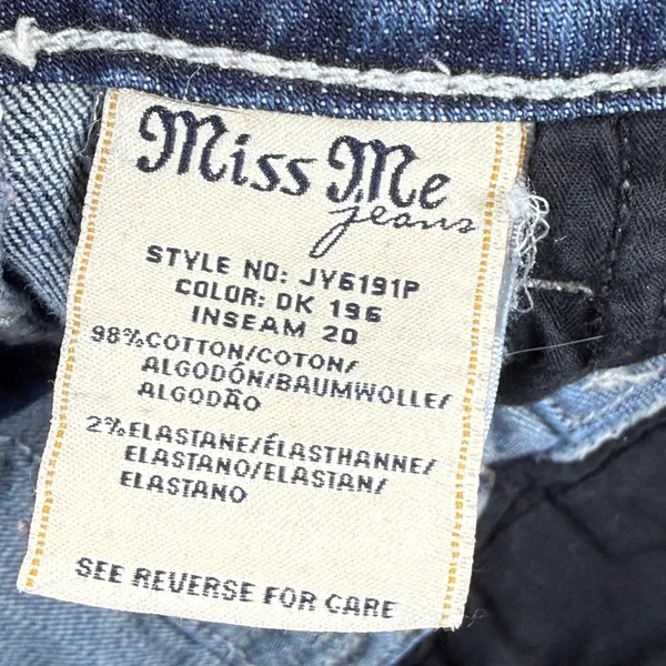 Miss Me Womens JY6191P Cuffed Capri Jeans Dark Wash Sequin Embellished Size‎ 25 - Image 3