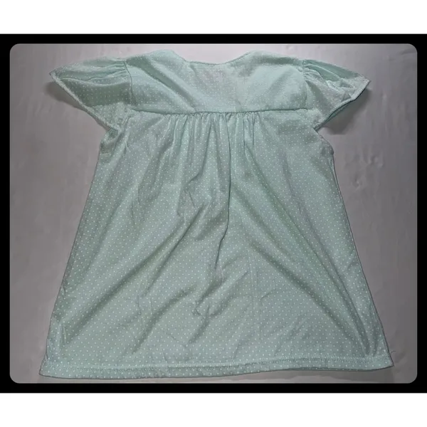 Pink Label Pajama Set Womens Mint Green Polka Dot Lace Trim Sleepwear Small - Image 6
