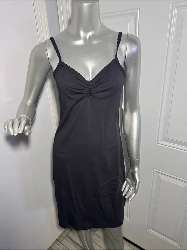 AMO Scallop Cami Sleeveless Short Dress Vintage Black New Cotton S - Image 6