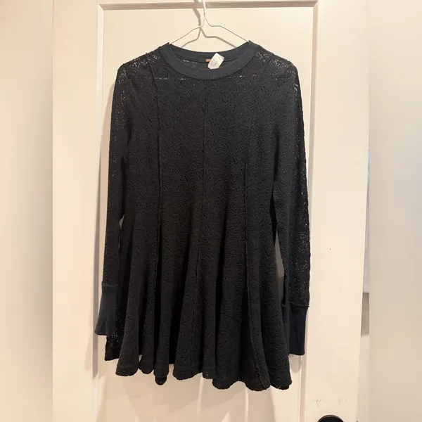 Free People Coffee In The Morning Tunic‎ Top Black Size XS - Image 2