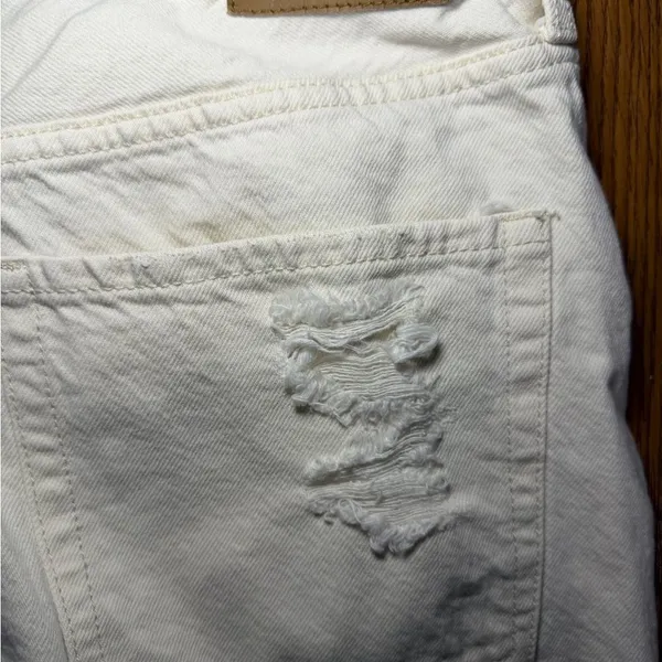 Aeropostale Super High Rise 90s Baggy Off White Distressed Y2K Jeans 10R. - Image 5