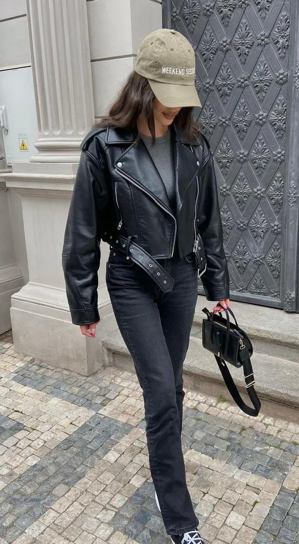 ZARA jacket biker faux leather cropped coat - Image 2