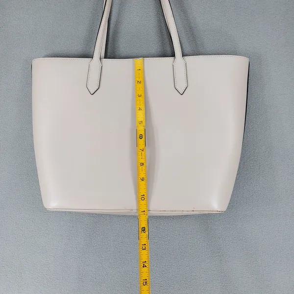 Kate Spade Leather Tote Bag Women L Beige‎ Pink Nude Gold Logo Shoulder Bag AVA - Image 8