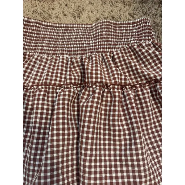 Sienna Sky Skort Women's Brown‎ Gingham Pull On Elastic Waist Size Medium - Image 2