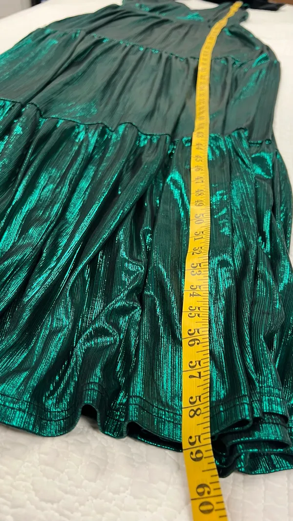 Sugarlips Liquid Satin Emerald Green Metallic Maxi Dress - Image 12