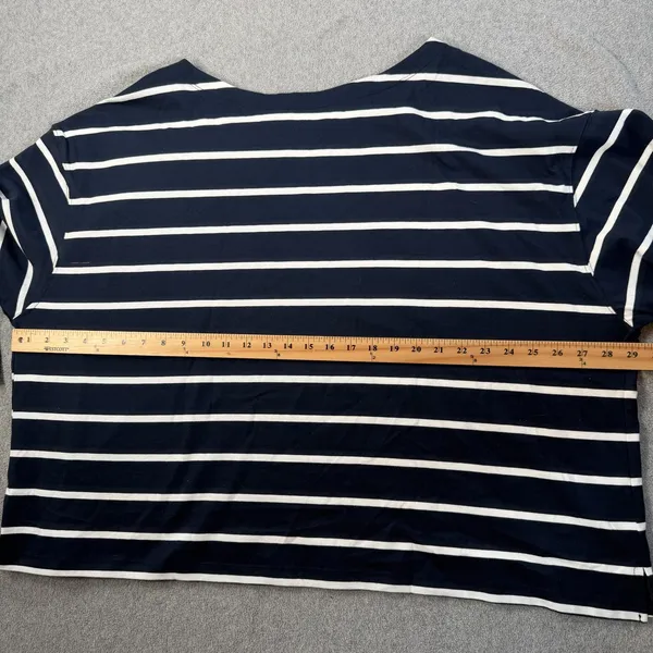 Old Navy Women's 3X Plus Size Navy Blue White Stripe 3/4 Sleeve Boat Neck Top - Image 9