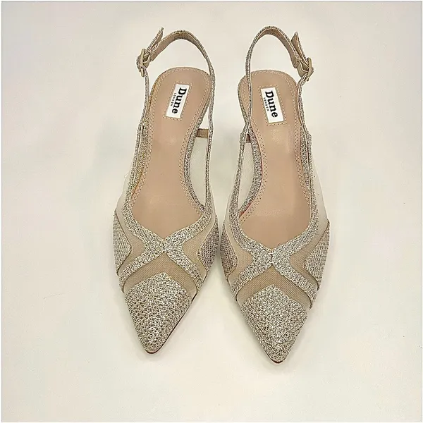 Dune London Dianas Gold Mesh Glitter Slingback‎ Kitten Heel Pumps Wedding 8 NWOB - Image 5