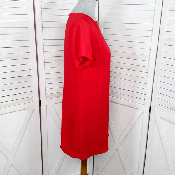 Lucy Love Short Sleeve Tunic Mini Shift Shirt‎ Dress Red XS XSmall - Image 3