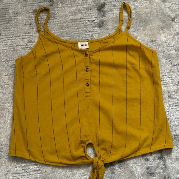 Dizzier Yellow with Black Stripes Thin Adjustable Straps Crop Top Size M Size M - Image 6