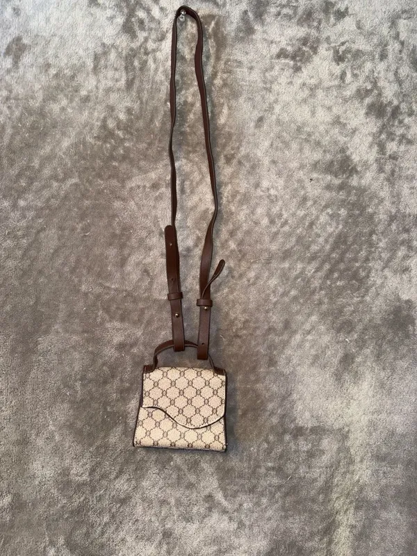 Mini Geometric Pattern Printed Flap Crossbody Bag Brown - Image 3