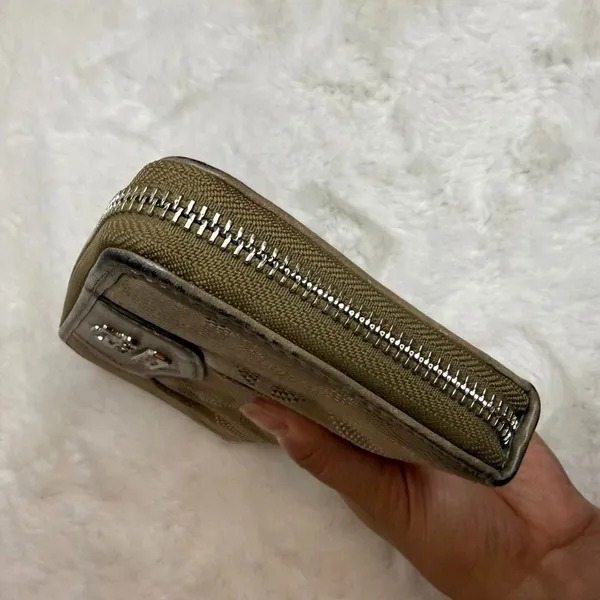 COACH Signature Canvas Zip Around Wallet - Image 6