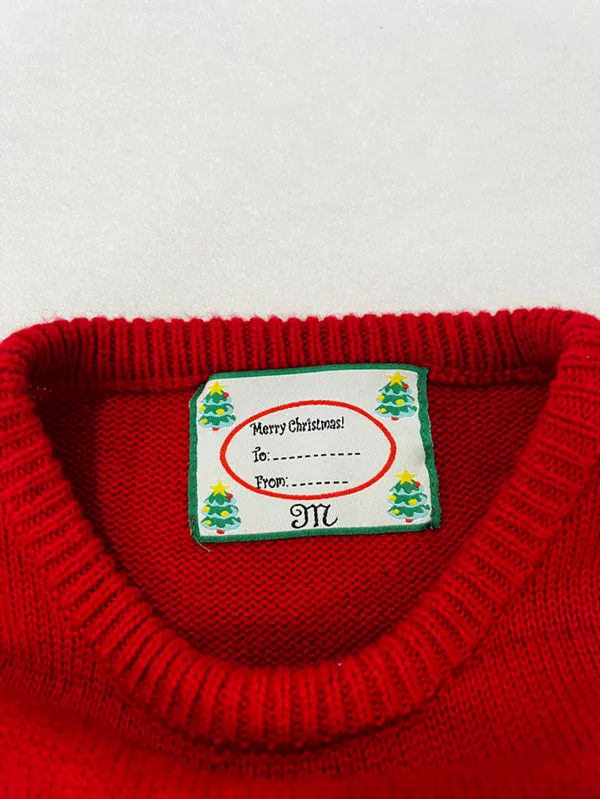 Merry Christmas Ugly Sweater Crew Size Medium Red Long Sleeve Unisex - Image 7