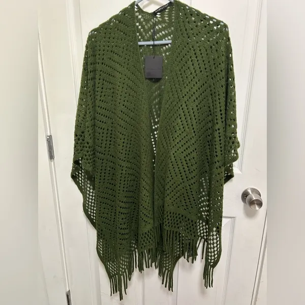 Forest Green Knit Fringe Cardigan - Image 5