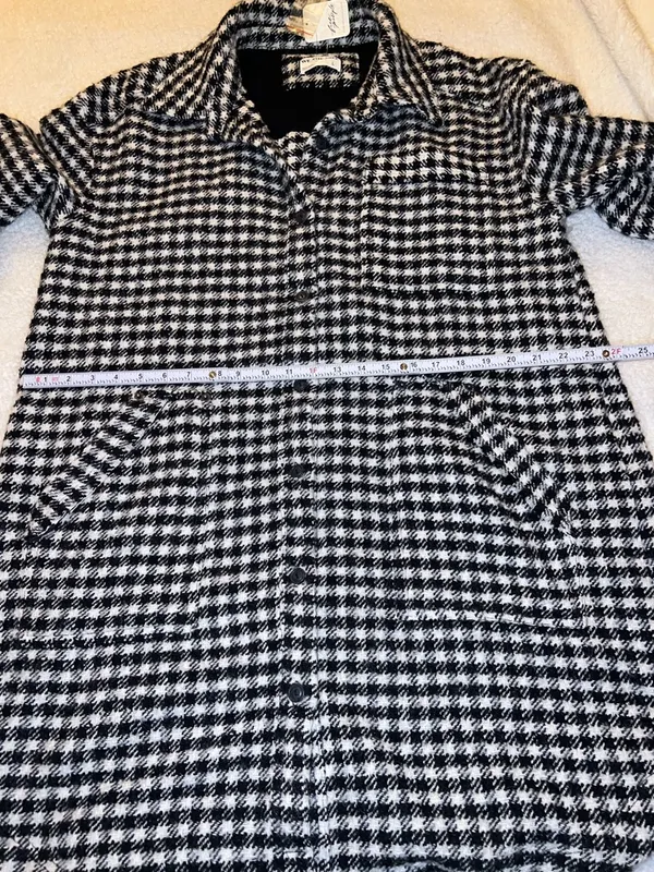 Free People "We The Free"‎ Get Around Houndstooth Shacket Black White L (NWT) - Image 6