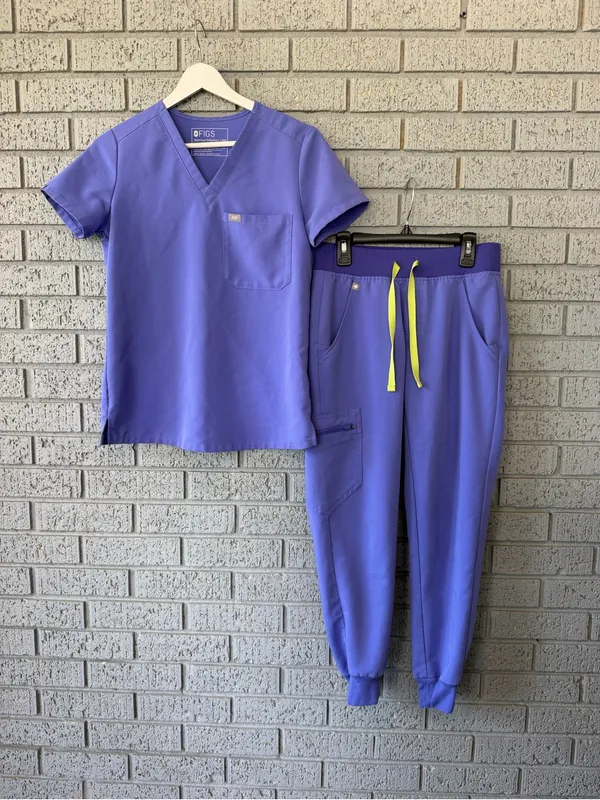 Figs Scrub Set Blueberry Purple Catarina Top Zamora Joggers Size XXS - Image 3