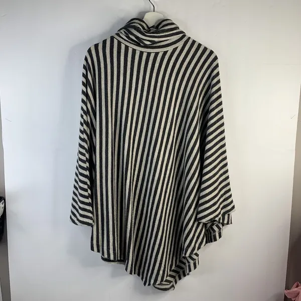 Soft Surroundings OS Poncho Sweater Presley‎ Soft Cozy Stripes Cowl Neck Women’s - Image 12