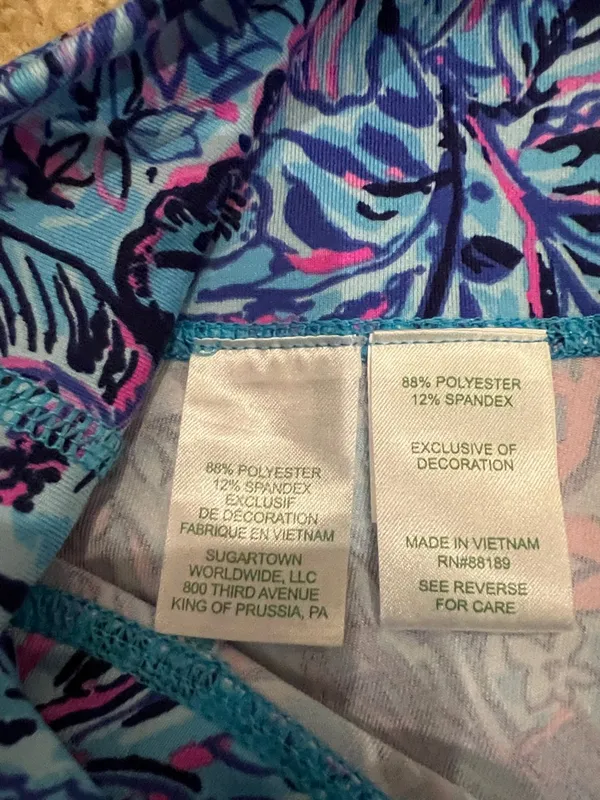 Lilly Pulitzer Blue Pink Floral Leggings - Image 4