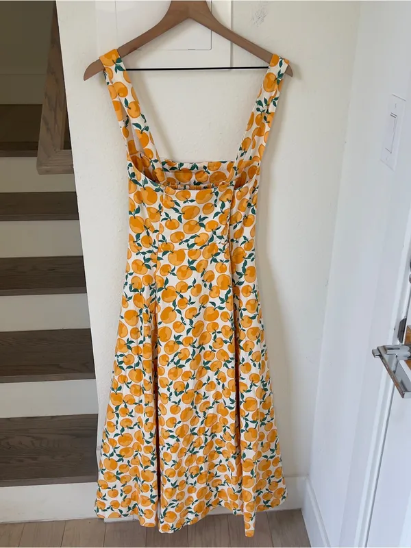 Anthropologie Maeve Printed A-Line Halter Midi Dress Oranges NWT - Image 5