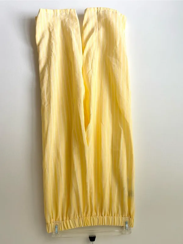 Butter Yellow 2 Piece Set White Stripes Flowy Pant Cropped Tank Top Travel Beach - Image 6
