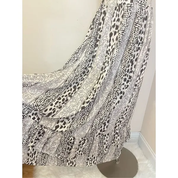 Brass Monkey Boutique Mixed Animal Print Tiered Ruffle Maxi Dress S - Image 4