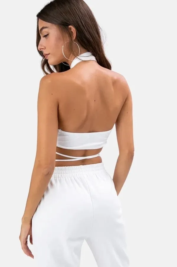 Adika Luka Cross Wrap Halter Top White XS-S - Image 3