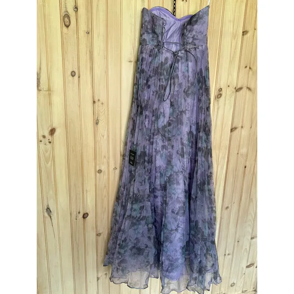 Lulus Most Beautiful Day Purple Floral Print Organza Maxi Dress Holiday Small - Image 6