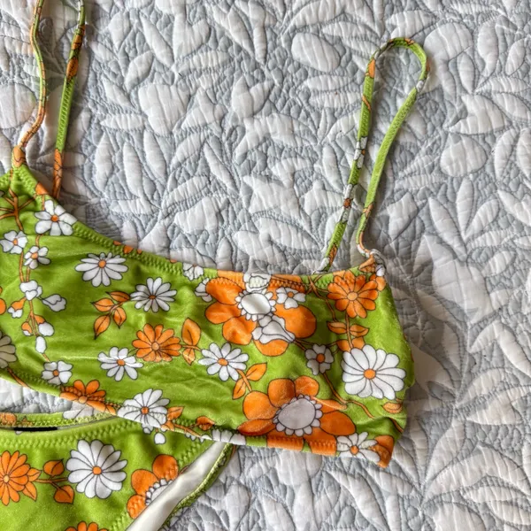 Triangl Floral Green and Orange Bikini Set, Size Small - Image 2
