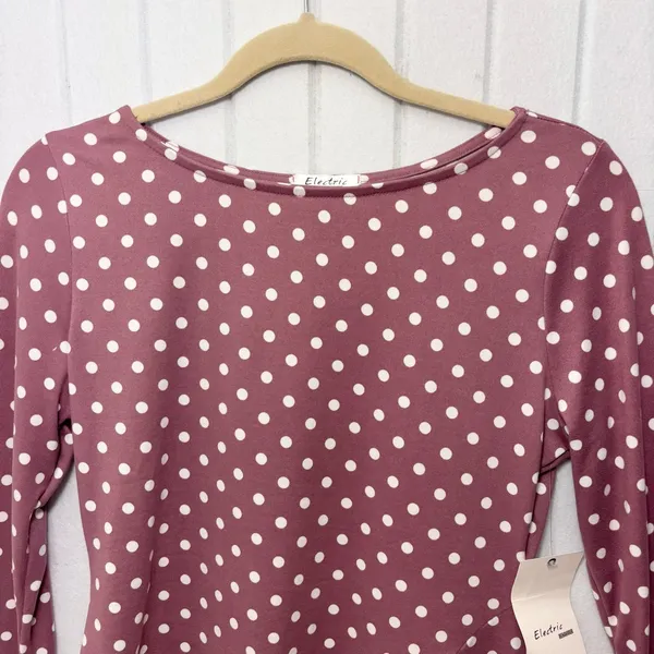 Electric Behavior Dusty Rose Polka Dot Long Sleeve Top size M‎ - Image 3