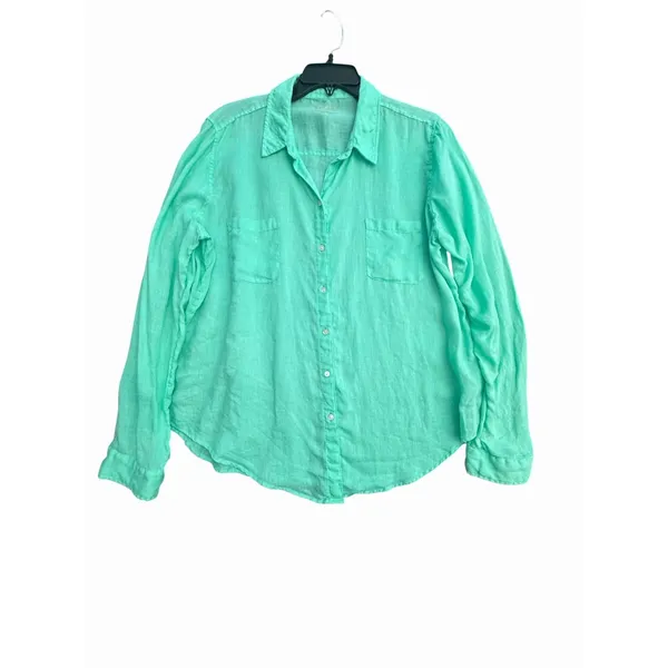 Lilly Pulitzer Shirt Women's XL Deanna 100% Linen Popover Tunic Green #AB12-4 - Image 7
