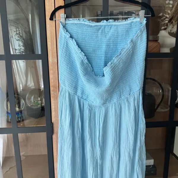 Anthropologie The Marisol Smocked Gauze Maxi Dress Celandine strapless muslin - Image 5