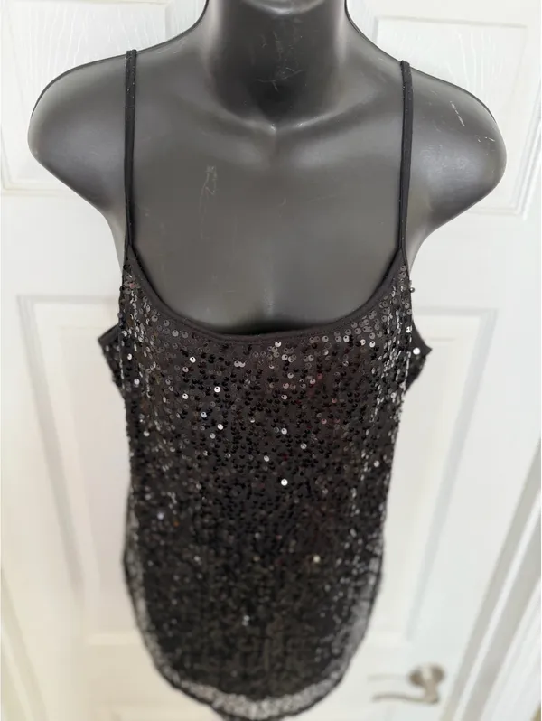 Black sequin camisole top Size M - Image 7