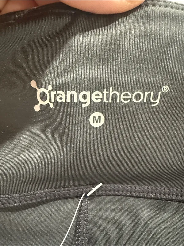NWT OTF Orangetheory Fitness Gray Leggings with Orange Side Stripes - Image 7