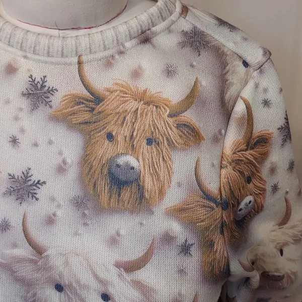 Knit Winter Cow Lover Beaded Yarn Animal Long Sleeve Pullover Crew Neck Sweater - Image 5
