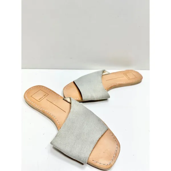 Dolce Vita Sandals‎ Womens Size 8 Blue Denim Slip On Slides Open Toe - Image 5