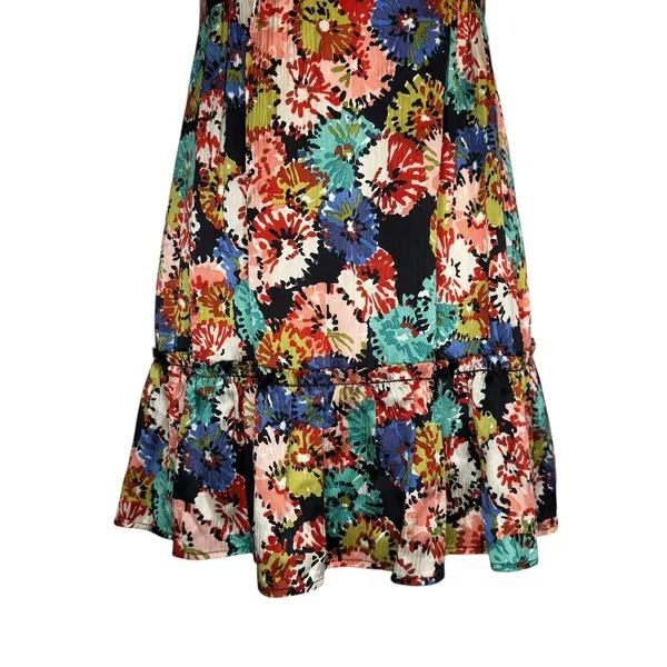 Nanette Lepore 100% Silk Mini Babydoll‎ Dress 10 Dark Floral Tiered Whimsy Fairy - Image 4