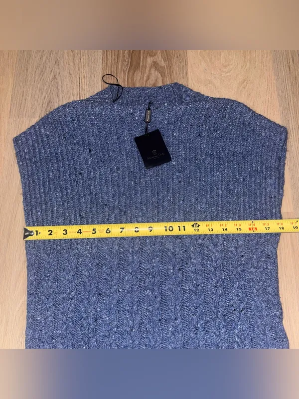 Massimo Dutti NWT Blue Italian Yarn Wool Knit Sweater - Size XS - Image 5
