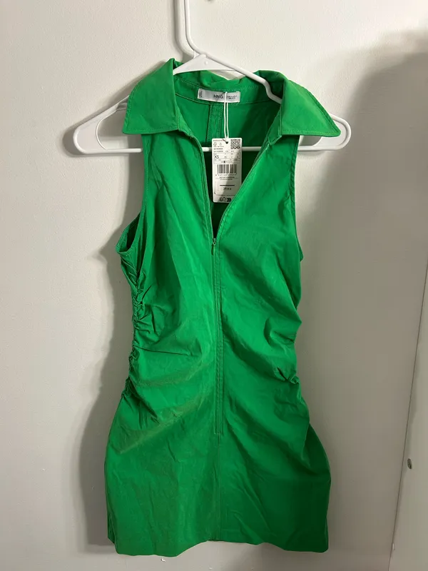 NWT Mango Green Zipper Shirt Dress - Image 6