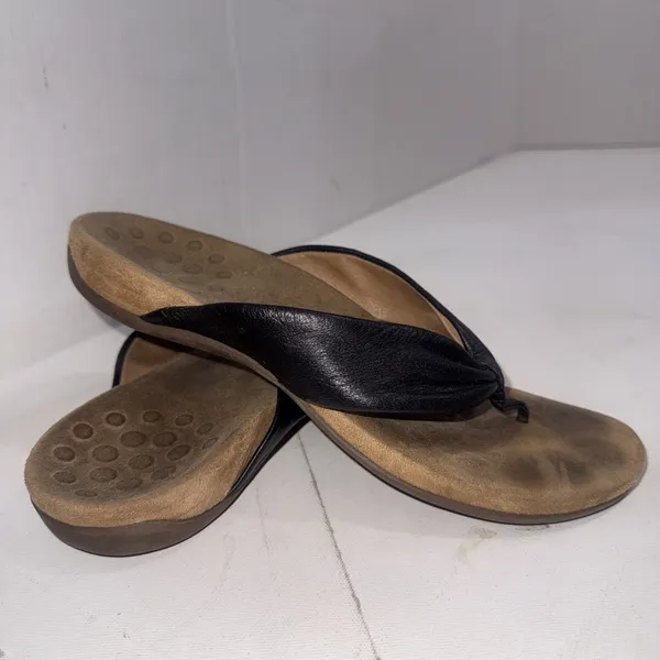 Vionic Britney Black‎ Leather Comfort Orthotic Flip Flop Sueded Sandals Size 9 - Image 11