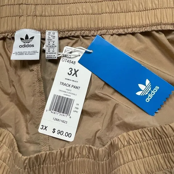 Adidas Originals Track Pants Womens 3X Athletic‎ Nylon Snap Leg Joggers Tan NEW - Image 11