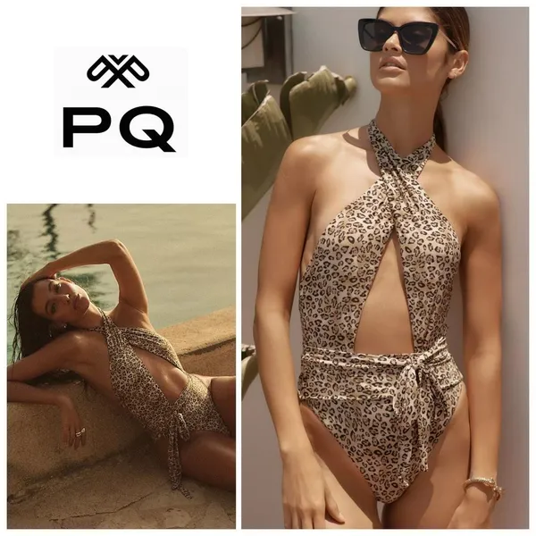 New. Pilyq leopard halter one piece. Small . Retails $154 - Image 2