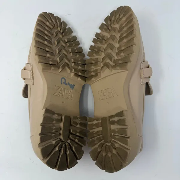 Zara Lug Sole Horsebit Platform Loafers Beige Chunky Slip On Women Size 38 7.5 - Image 8