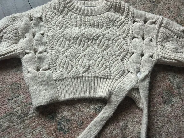 ZARA White Knit Sweater Cropped - Image 4
